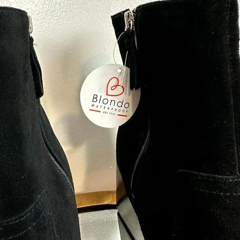 BLONDO Salome Waterproof Bootie in Black Suede Size US 11 NWT